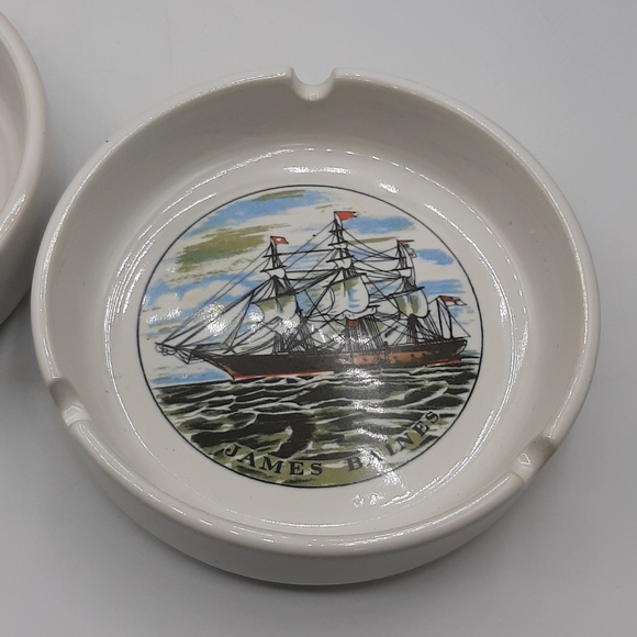 Two Vintage Northcraft Ceramic Hand Crafted Ashtray Cutty Sark James Baine Ships - Picture 3 of 7